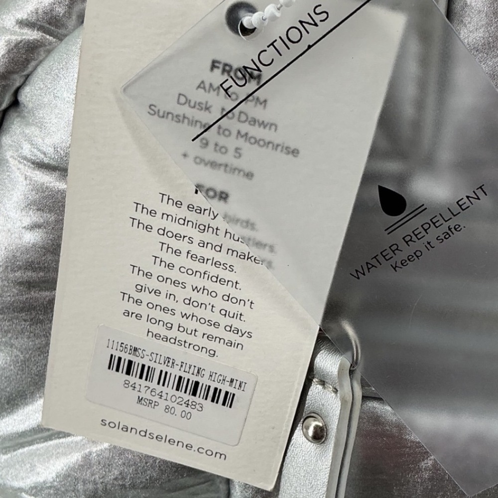 Sol and Selene Flying High Mini Metallic Silver Puffer Satchel Crossbody Bag NEW - Picture 3 of 8